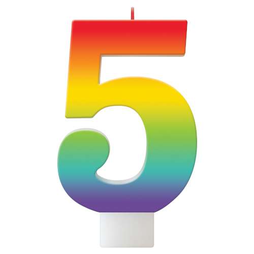 Rainbow Number Candle - No 5 - Click Image to Close